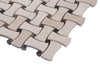 Cream Marfil + Spanish Dark Emperador Polished Bone Shape Basketweave Mosaic