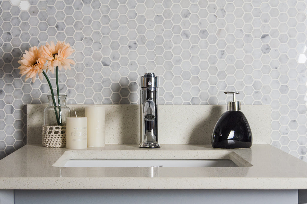 Carrara White 1'' Hexagon polished Mosaic