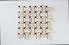 Cream Marfil + Spanish Dark Emperador Polished Bone Shape Basketweave Mosaic