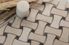 Cream Marfil + Spanish Dark Emperador Polished Bone Shape Basketweave Mosaic